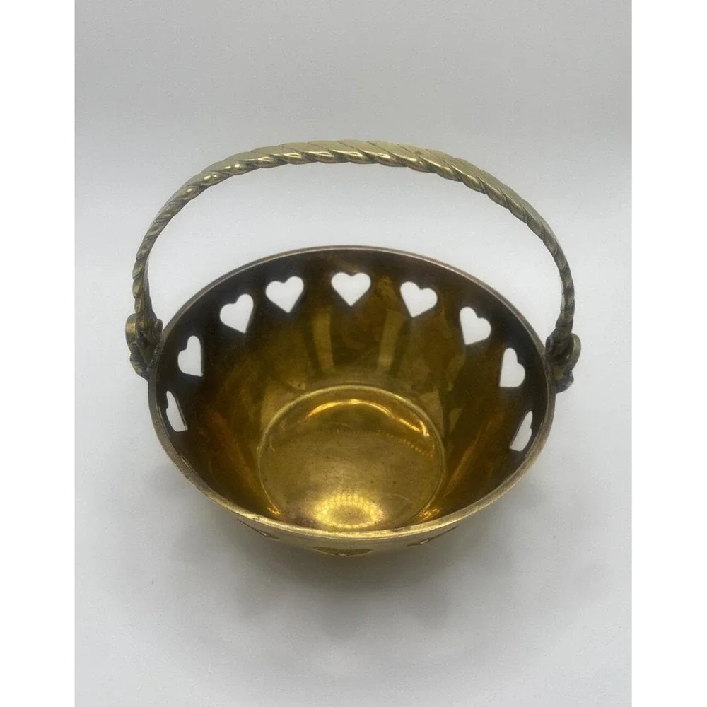 HAMPTON BRASS Vintage Decorative Basket Cutout Hearts